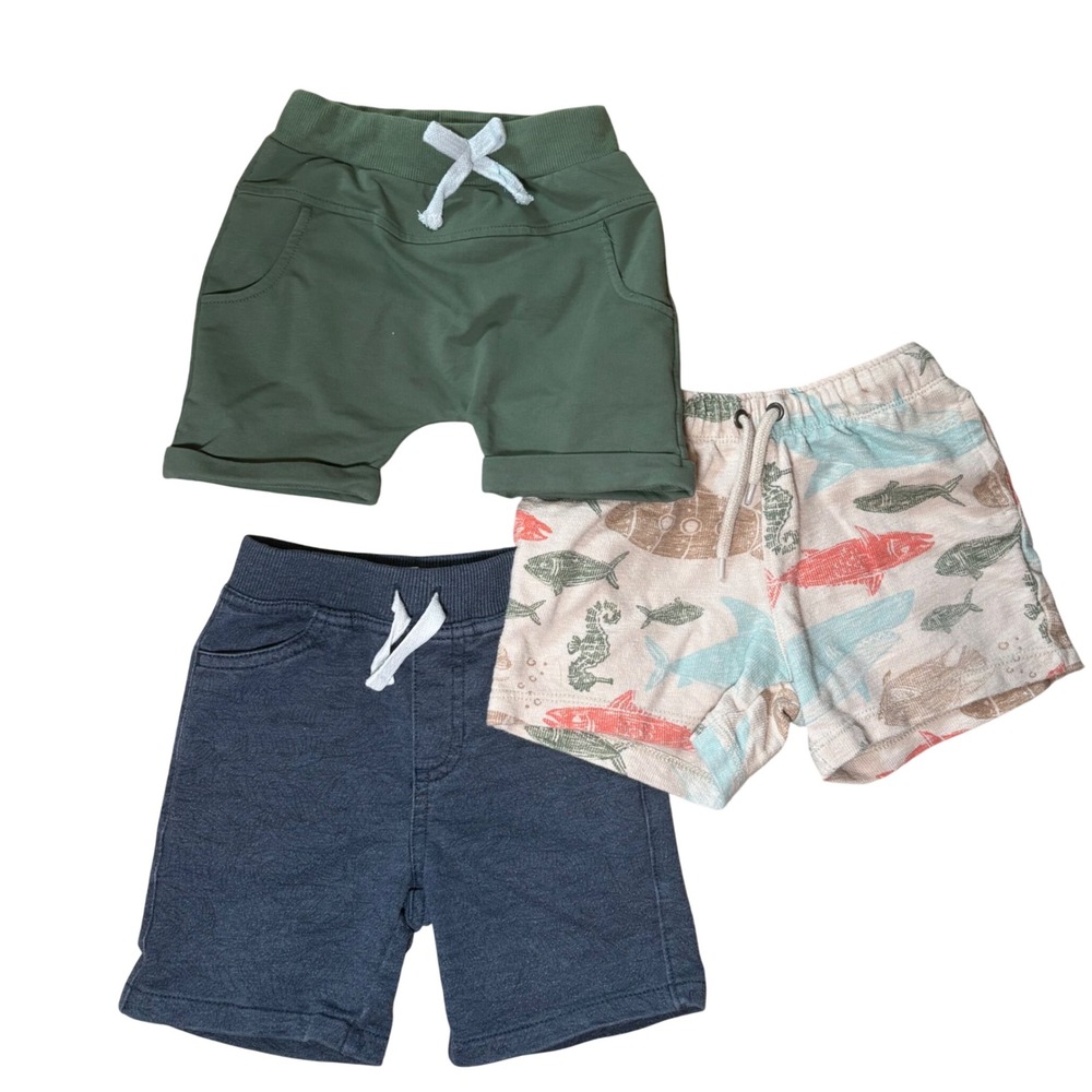 Boys Summer Shorts Bundle 3pk Nautical Sea Life Cotton Blend 24M